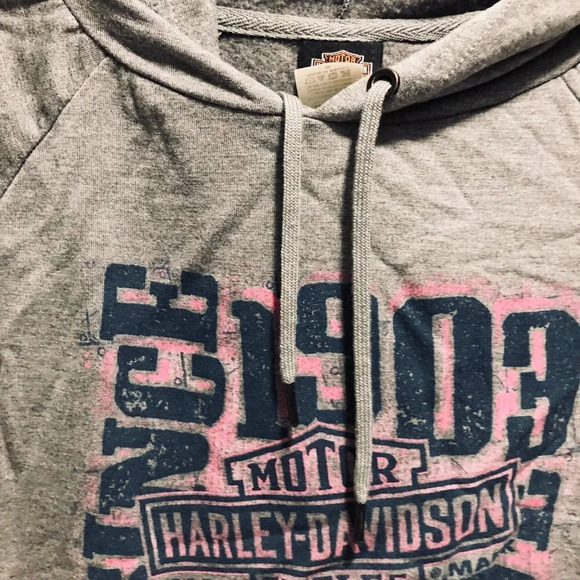 Harley Davidson Hooded  Sweatshirt Size Small Grey Pullover - Picture 9 of 16